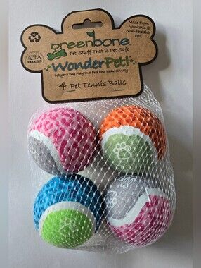 NEW Greenbone Wonderpet! Pet Tennis Ball Toys 4-Pack - For All Dog Sizes